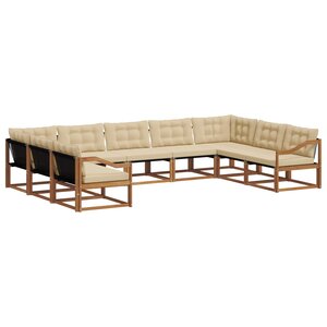 vidaXL Ensemble de canapés d'extérieur 9 pc Naturel et Beige
