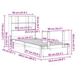 vidaXL Lit bibliothèque sans matelas blanc 90x200cm bois de pin massif