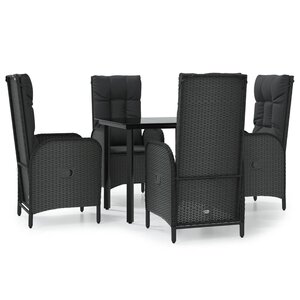 vidaXL Ensemble à manger de jardin coussins 5Pièces Noir Résine tressée