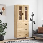 vidaXL Buffet haut Chêne sonoma 69 5x34x180 cm Bois d'ingénierie
