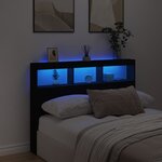 vidaXL Armoire tête de lit avec LED noir 140x17x102 cm
