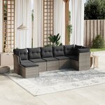 vidaXL Salon de jardin avec coussins 7 Pièces gris clair résine tressée