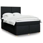 vidaXL Sommier à lattes de lit avec matelas Noir 140x200 cm Tissu