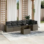 vidaXL Salon de jardin avec coussins 7 Pièces gris résine tressée