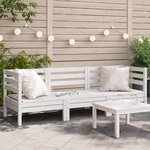 vidaXL Canapé de jardin 3 places blanc bois de pin massif