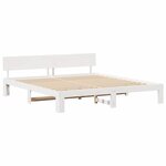 vidaXL Cadre de lit avec tête de lit Blanc 200 x 200 cm Pin massif
