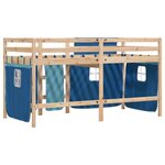 vidaXL Lit mezzanine enfants et rideaux bleu 90x190cm bois pin massif