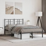 vidaXL Cadre de lit métal sans matelas avec tête de lit noir 120x190cm