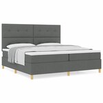 vidaXL Lit à sommier avec matelas gris foncé 200x200 cm en tissu