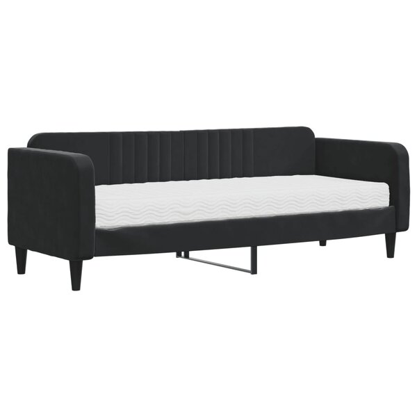 vidaXL Lit de jour avec matelas noir 80x200 cm velours