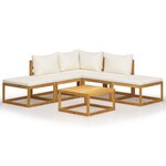 vidaXL Salon de jardin 6 Pièces avec coussins Bois d'acacia solide