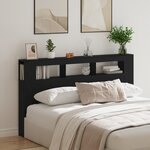Tête de lit de rangement vidaXL avec éclairage LED Chêne noir 180x18 5x103 5 cm