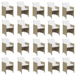 vidaXL Ensemble à dîner de jardin coussins 21 Pièces Beige Résine tressée