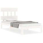 vidaXL Cadre de lit avec tête de lit blanc 90x200 cm bois massif