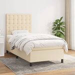 vidaXL Sommier à lattes de lit avec matelas Crème 100x200 cm Tissu