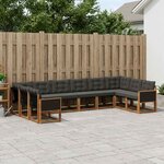 vidaXL Ensemble de canapés d'extérieur 10 pc Naturel et noir