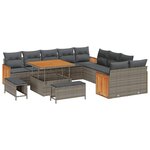 vidaXL Ensemble de canapé de jardin 13 Pièces Gris  Gris foncé