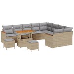 Ensemble de 12 Canapés de Jardin avec Coussins Beige Rattan Poly Acacia