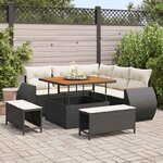 vidaXL Ensemble de canapé de jardin avec coussin 8 Pièces Noir et crème