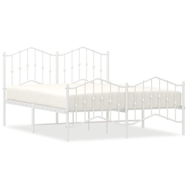 vidaXL Cadre de lit métal sans matelas et pied de lit blanc 140x190 cm