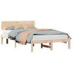 vidaXL Cadre de lit avec tête de lit Naturel 120 x 200 cm Pin massif