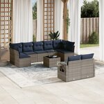 vidaXL Salon de jardin 10 Pièces avec coussins gris résine tressée