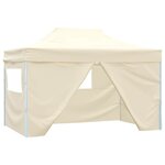 vidaXL Tente de réception pliable avec 4 parois 3x4 m Acier Crème