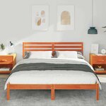 vidaXL Cadre de lit avec tête de lit Brun cire 160 x 220 cm Pin massif