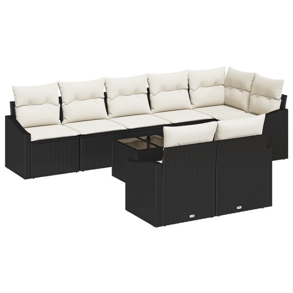 vidaXL Ensemble de canapé de jardin 8 pièces avec coussins marron en poly rattan