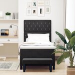 vidaXL Lit Sommier avec Matelas & Banc Noir 90x190 cm Velours