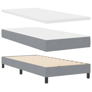 Lit Box Spring vidaXL avec Matelas Gris clair 100x200 cm Tissu