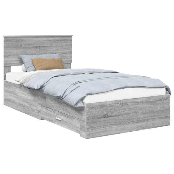 vidaXL Cadre de lit Gris Sonoma 100 x 200 cm Bois d'ingénierie