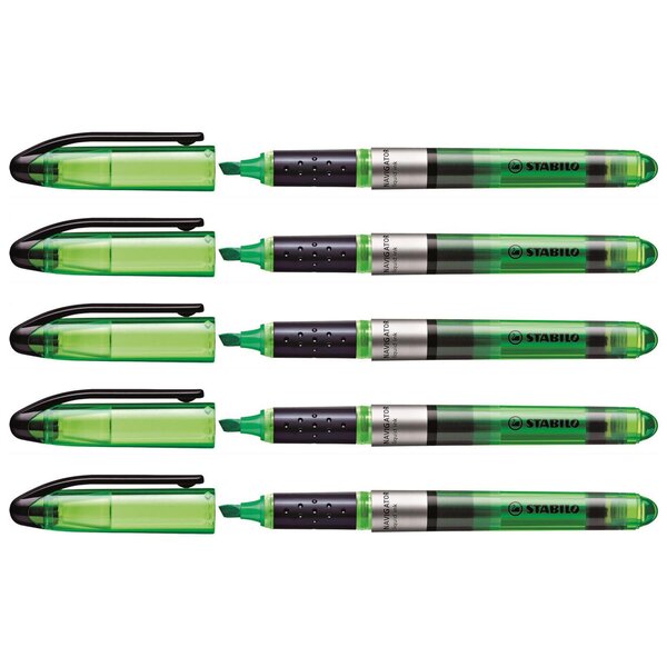 Surligneur NAVIGATOR de poche Pointe Biseautée vert x 5 STABILO