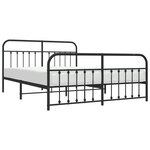 vidaXL Cadre de lit métal sans matelas avec pied de lit noir 180x200cm