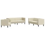 vidaXL Ensemble de canapé Chesterfield 3 Pièces crème similicuir