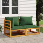 vidaXL Salon de jardin avec coussins 2 Pièces bois massif acacia