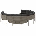 vidaXL Canapé de jardin avec table coussins rond gris résine tressée