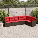 vidaXL Salon de jardin avec coussins 7 Pièces marron résine tressée