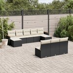 vidaXL Salon de jardin 10 Pièces avec coussins noir résine tressée