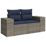 vidaXL Salon de jardin avec coussins 7Pièces marron résine tressée acacia