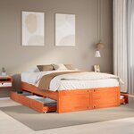 vidaXL Cadre de lit sans matelas avec tiroirs brun cire 140x200 cm pin