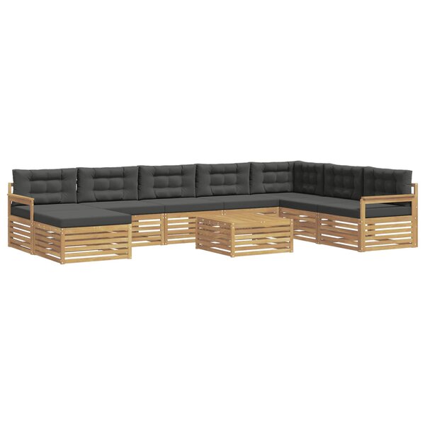 vidaXL Ensemble de canapés d'extérieur 9 pc Blanc et anthracite