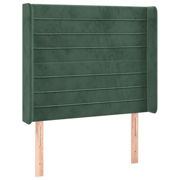 vidaXL Tête de lit avec oreilles Vert foncé 103x16x118/128 cm Velours