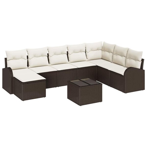 vidaXL Ensemble de canapé de jardin 9 Pièces Marron Poly rotin