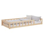 Lit Montessori 90x200 cm en bois naturel avec matelas et barrières