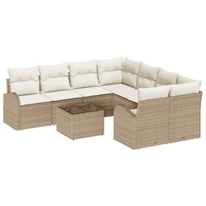 vidaXL Ensemble de canapé de jardin avec coussin 9 Pièces Beige et crème
