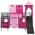 vidaXL Lit mezzanine pour enfants Noir et rose 107 x 200 cm Métал