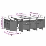 vidaXL Ensemble à manger de jardin et coussins 11 Pièces mélange beige