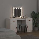 vidaXL Ensemble de coiffeuse avec LED Blanc Bois de pin solide