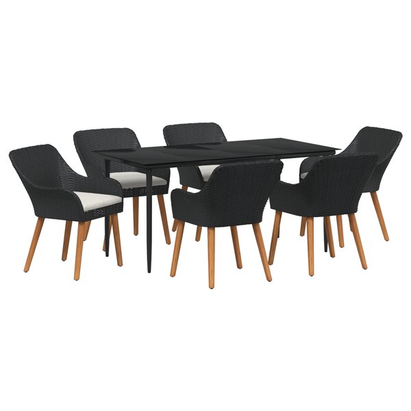 vidaXL Ensemble de salle à manger de jardin 7 pièces en poly rattan noir